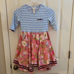 Matilda Jane Blue Striped and Pink Floral Dress